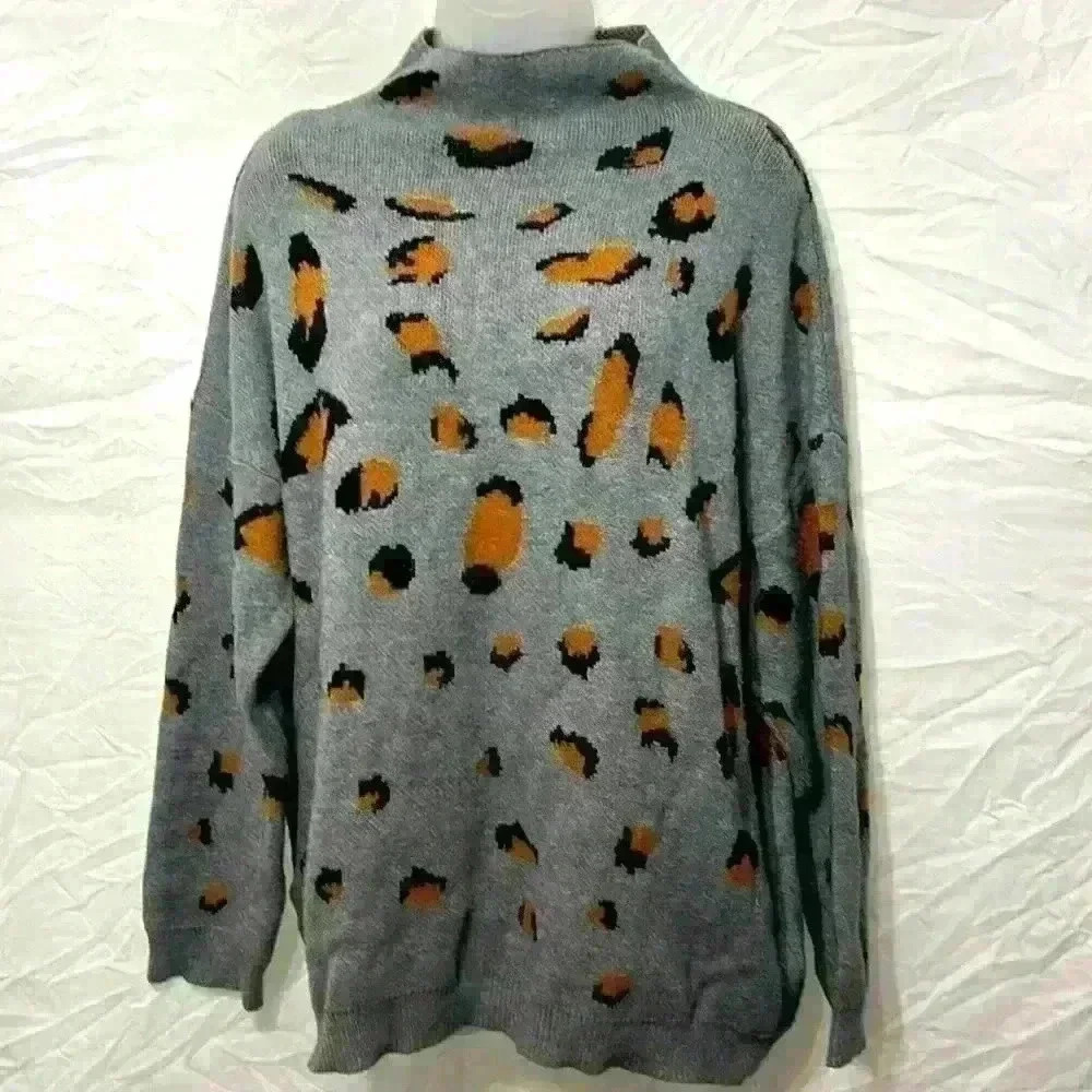 Cy Fashion Animal Print Mock Neck Sweater‎ Size Medium